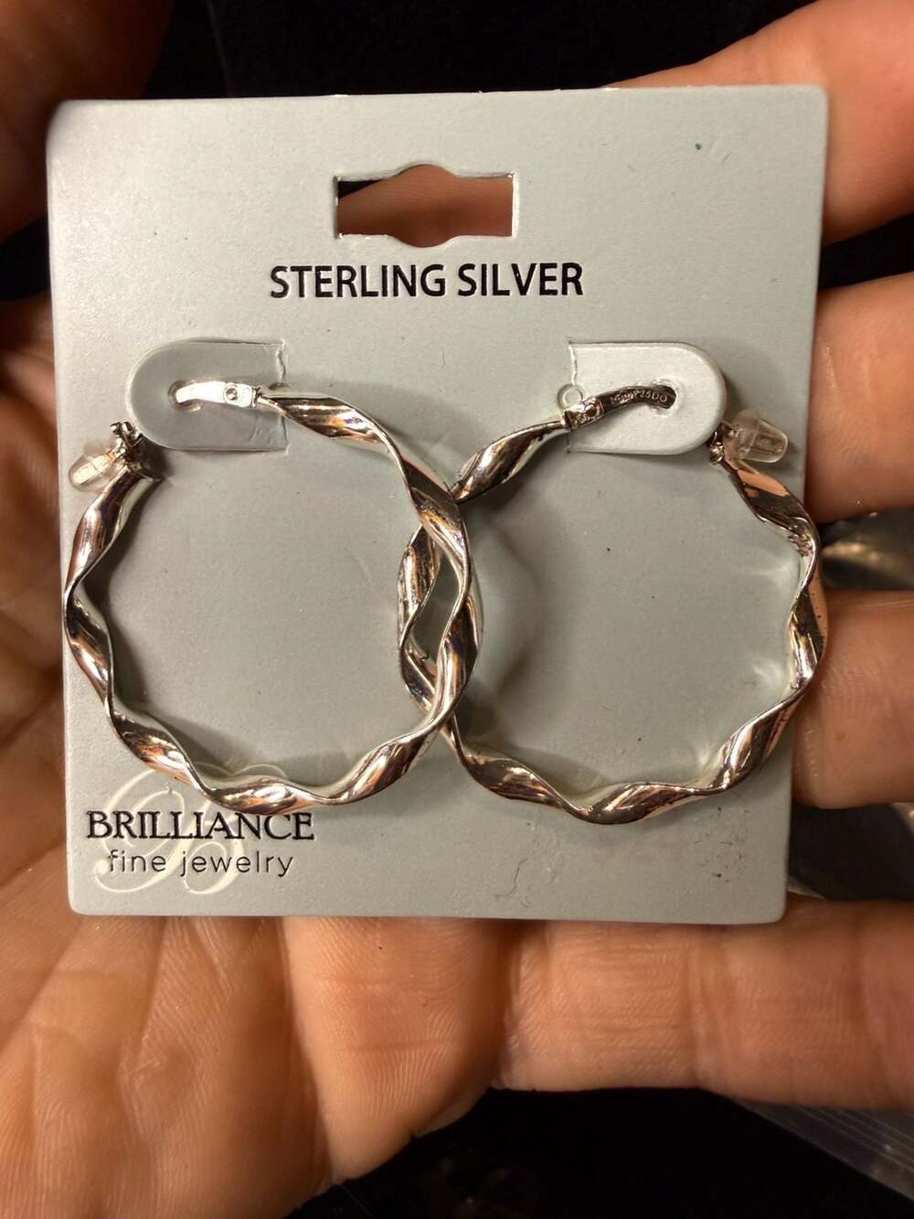 Brilliance Fine Jewelry Sterling Silver SS Twisted Ribbon Hoop Earrings